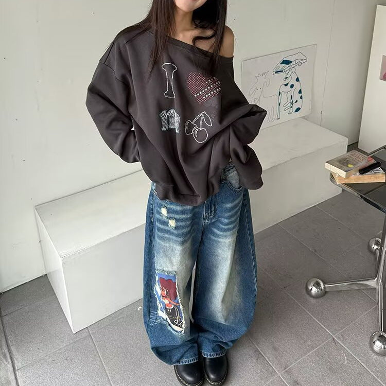 Distressed Blue High-Waisted Jeans for Women – Loose Wide-Leg Straight Pants | Thin & Breathable | Free Shipping | Crypto Accepted