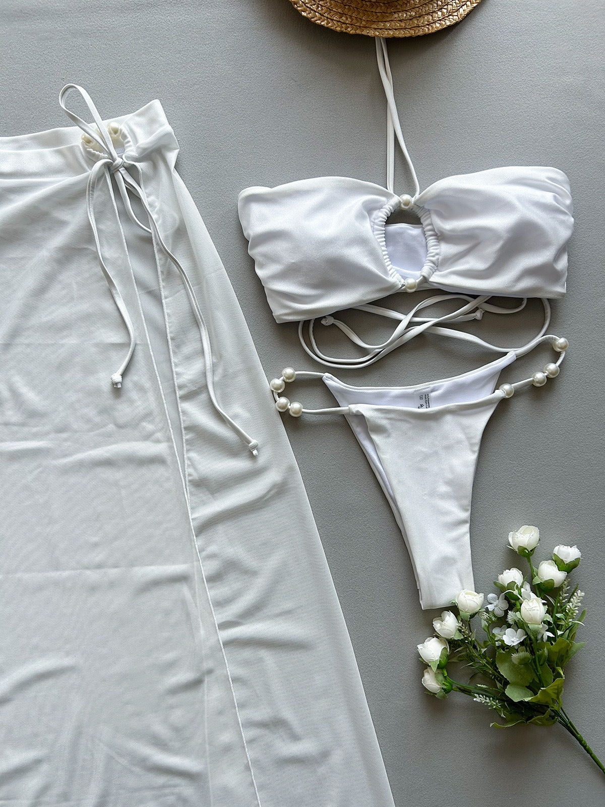 Sexy 3-Piece Bikini Set with Beach Skirt - Free Global Shipping & Crypto Pay