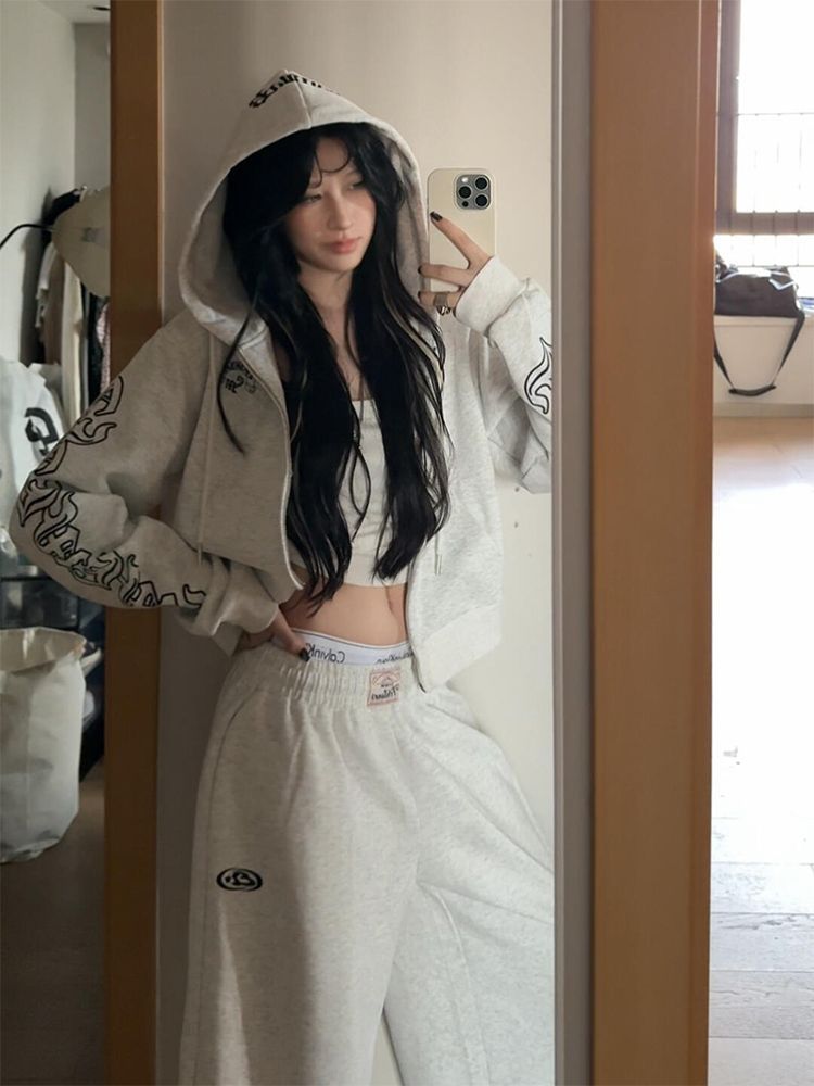 Women's Cropped Hoodie - Retro Zip-Up Hooded Jacket | Free Shipping|Crypto Payments