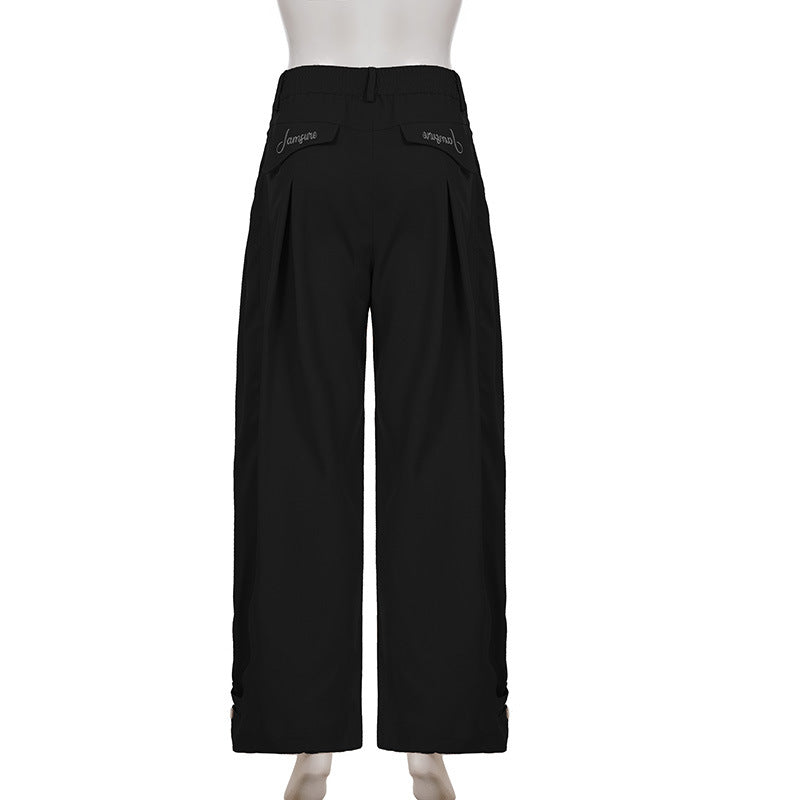 Streetwear Cargo Set - Y2K Halter Tie-Up Top & Wide-Leg Pants | Free Shipping