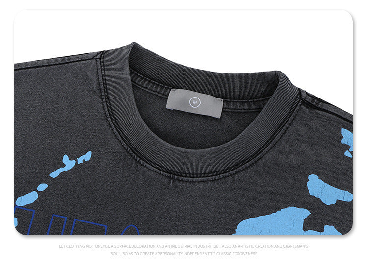 Vintage Heatmap T-Shirt | Cracked Graphic Tee | Loose Fit | Black | 100% Cotton | Free Global Shipping | Crypto Accepted