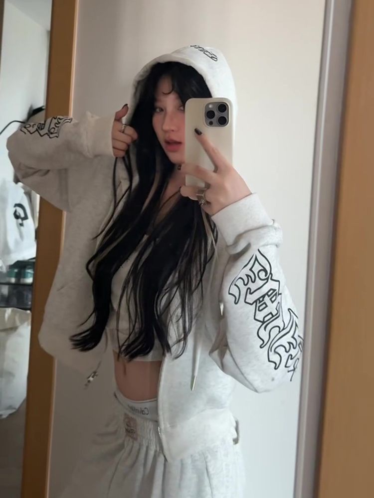 Women's Cropped Hoodie - Retro Zip-Up Hooded Jacket | Free Shipping|Crypto Payments