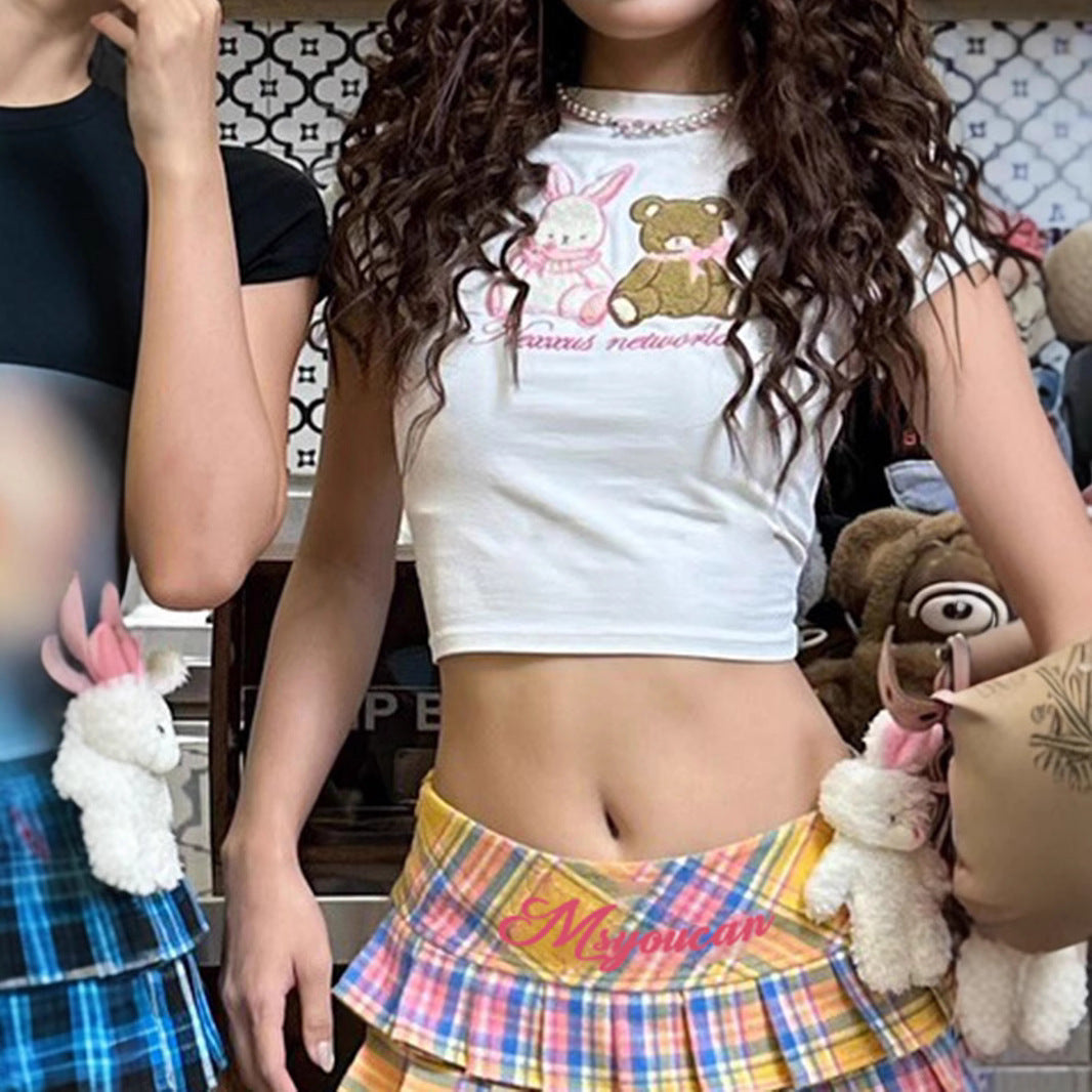 Y2K Checkered Skirt - Low-Rise Rainbow Pleats | Free Shipping| Crypto Payments