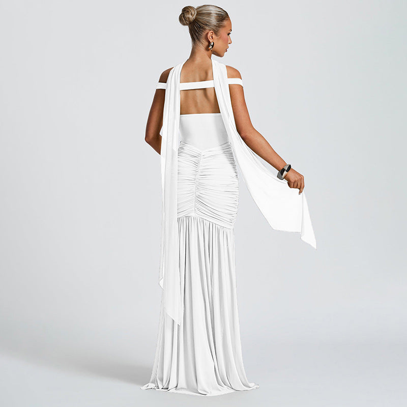 Y2K Mermaid Gown - Sheer Mesh Formal Dress with Sexy Back Cutout