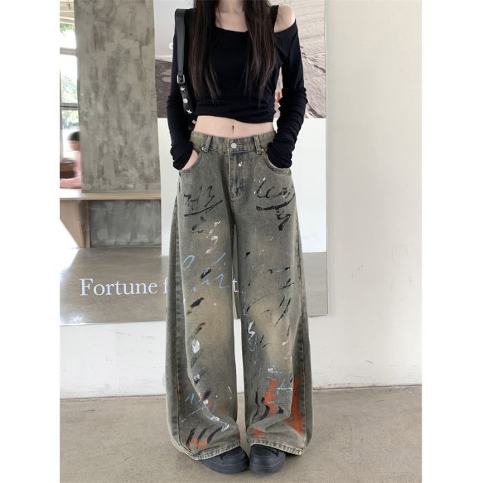 Retro Streetwear Jeans - Loose Fit Floor-Length Trousers| Free Shipping|Crypto Payments