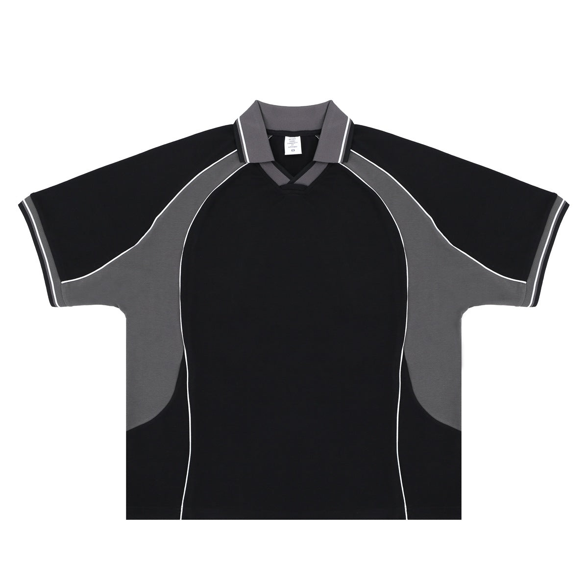 High-Street Raglan T-Shirt | Color Block Polo Style | Loose Fit | Black Apricot | Free Global Shipping | Crypto Accepted