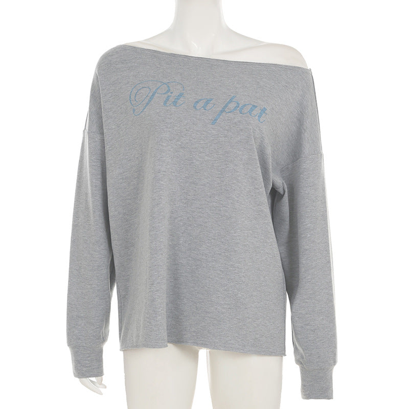 Women's Off-Shoulder T-Shirt - Retro Oversized Long Sleeve Top| Free Shipping|Crypto Payments