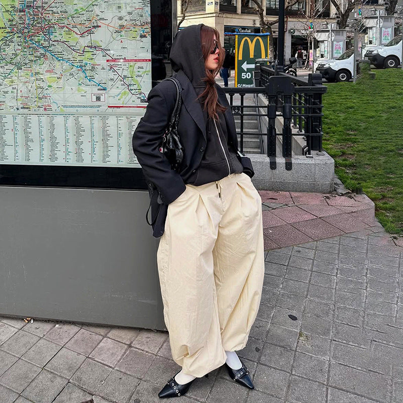 Hip-Hop Wide-Leg Pants - Pleated Streetwear Trousers | Crypto Payments
