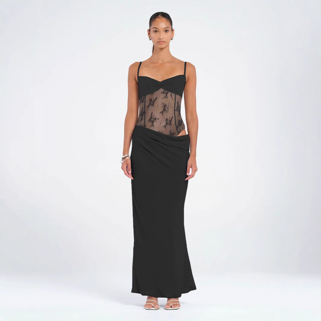 Vestido sereia de renda - Vestido com decote transparente | Frete grátis | Pagamentos em criptomoedas