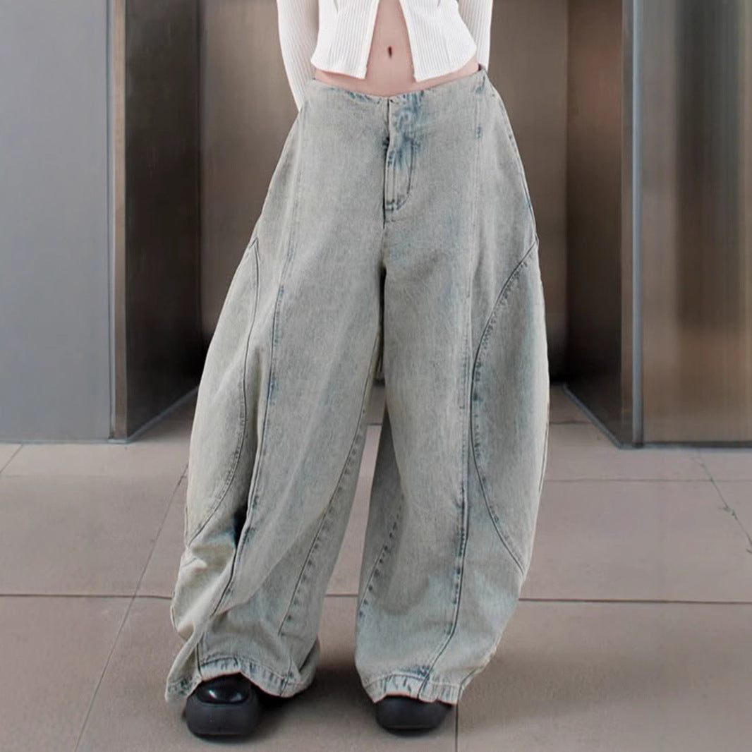 Streetwear Scimitar Jeans - Low-Rise Distressed Wide-Leg Pants Crypto Payments