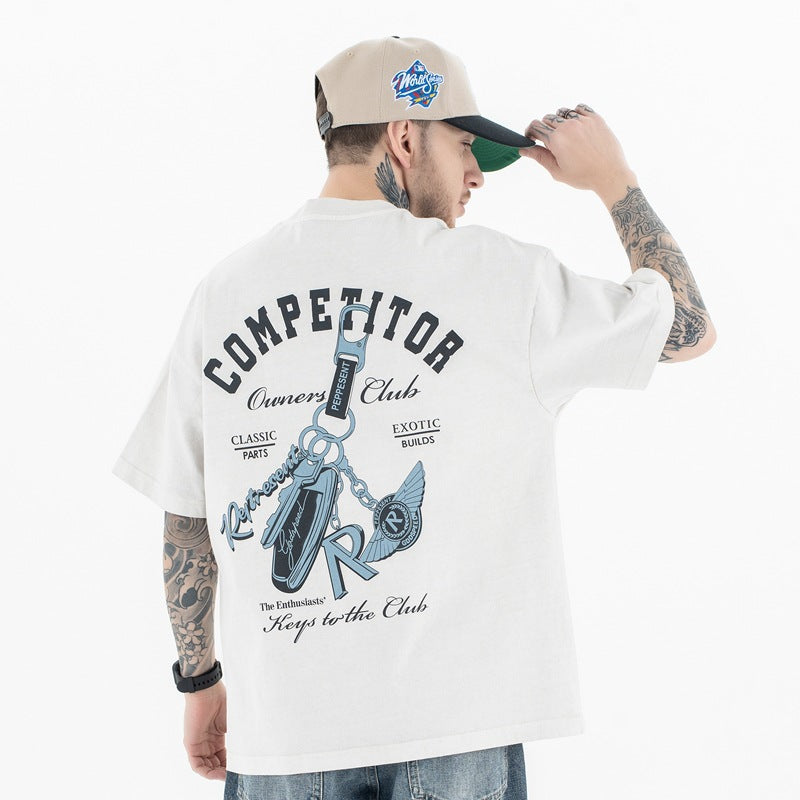Oversized Hip Hop T-Shirt Men's Streetwear Graphic Tee - Urban High Fashion Letter Print Top