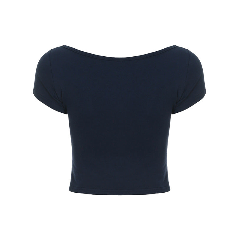 Graphic Crop Tee - Structured Shoulder Streetwear Top |Free Shipping|Crypto Payments
