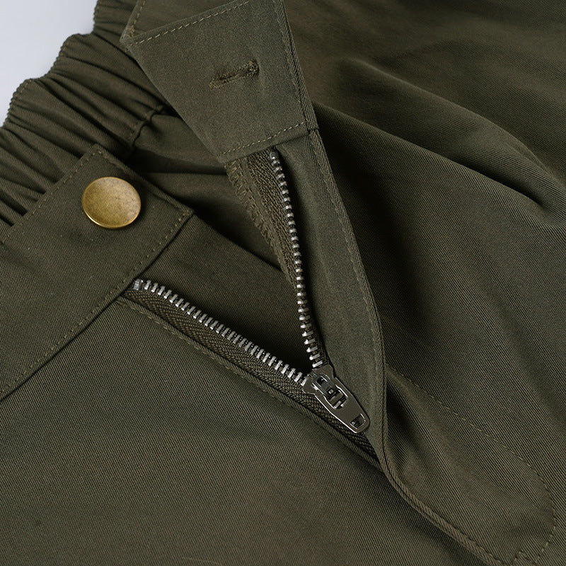Street Style Pleated Cargo Pants - Women's Wide-Leg Utility Trousers | Free Shipping