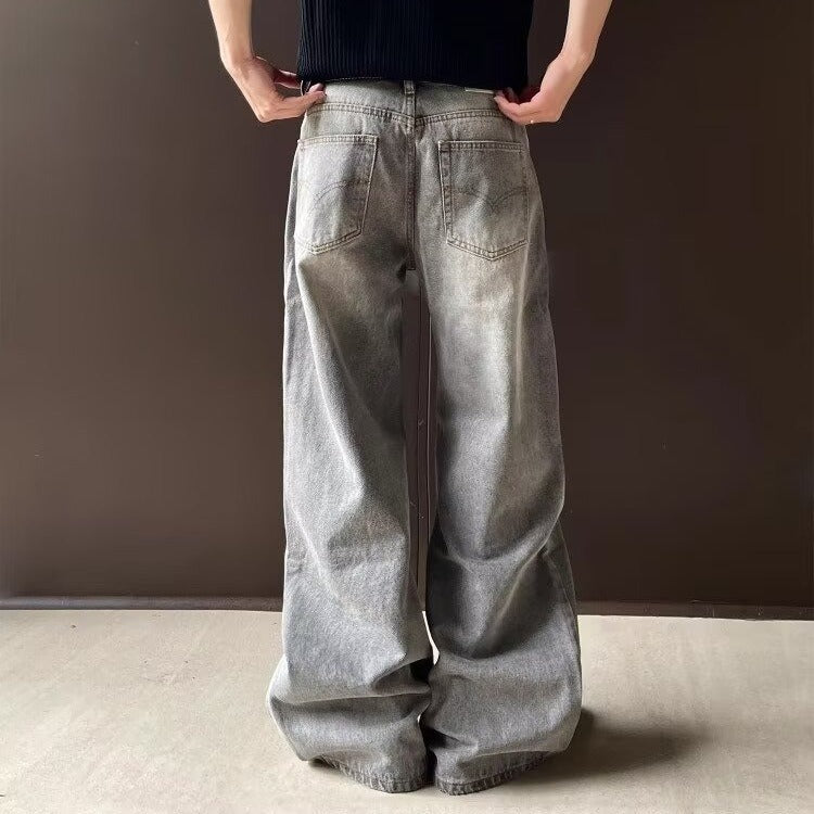 90s Grey Flare Jeans Men's Vintage Denim Pants | Y2K Straight Leg | Free Shipping