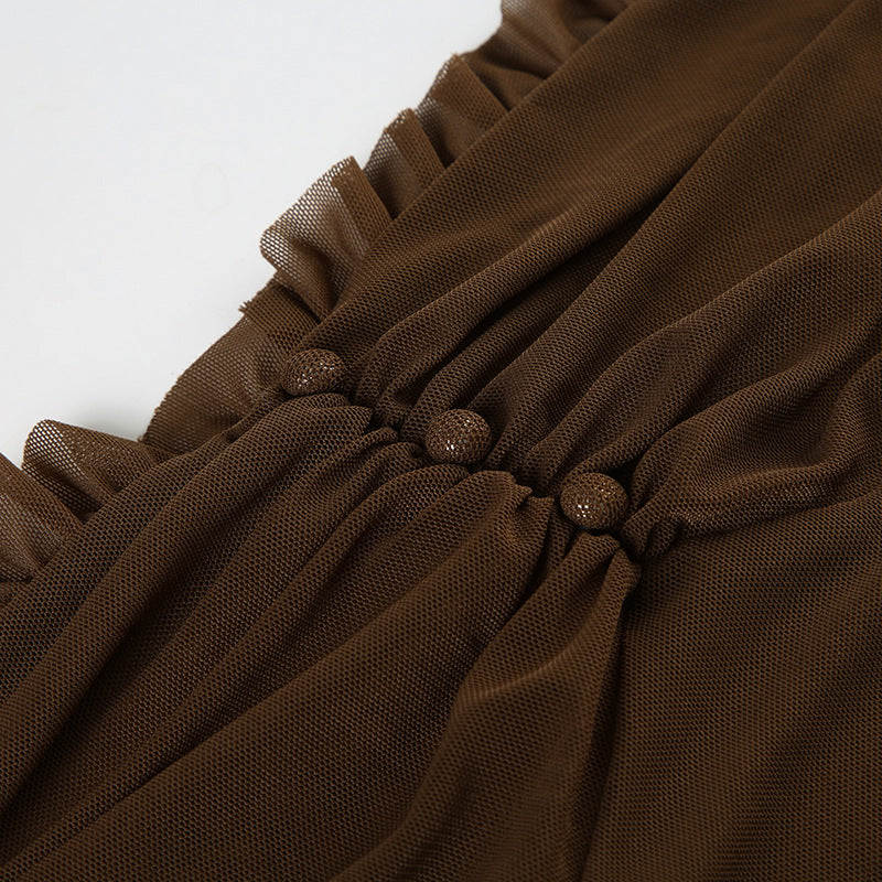 Y2K Mesh Outfit - Halter Top & Pleated Skirt | Free Shipping|Crypto Payments