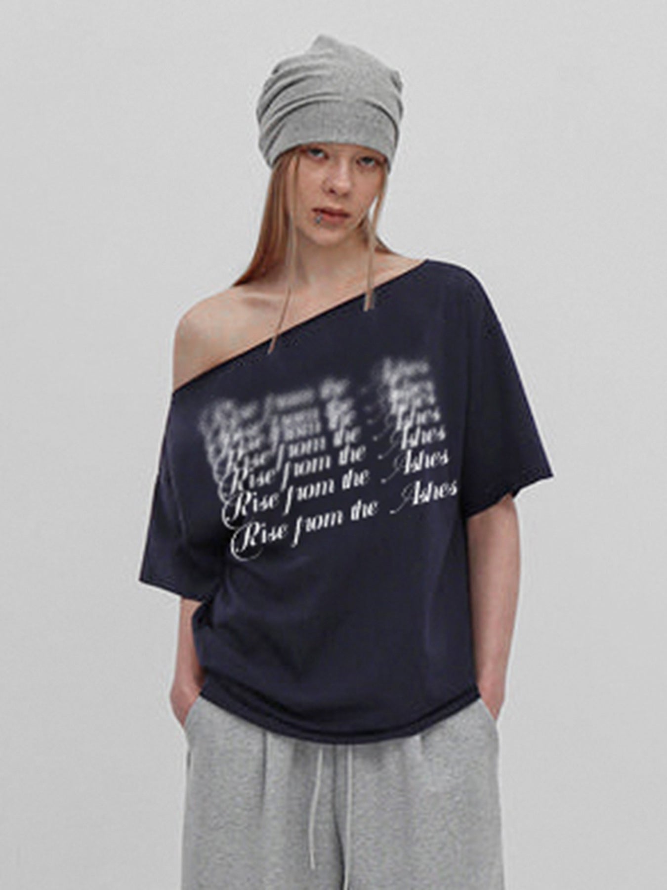 Y2K Off-Shoulder Top - Printed Relaxed Fit Tee | Crypto Payments