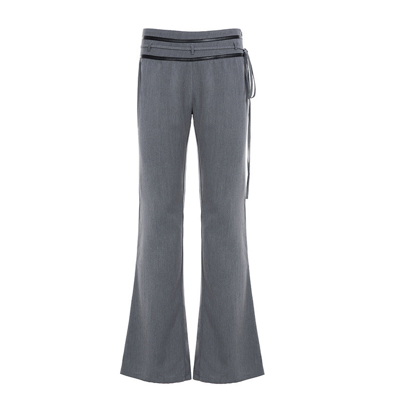 Y2K Office Outfit - Backless Vest & Low-Rise Leather Pants Set| Free Shipping| Crypto Payments