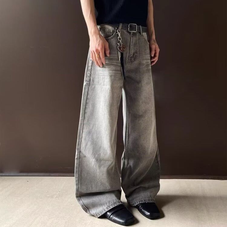 90s Grey Flare Jeans Men's Vintage Denim Pants | Y2K Straight Leg | Free Shipping