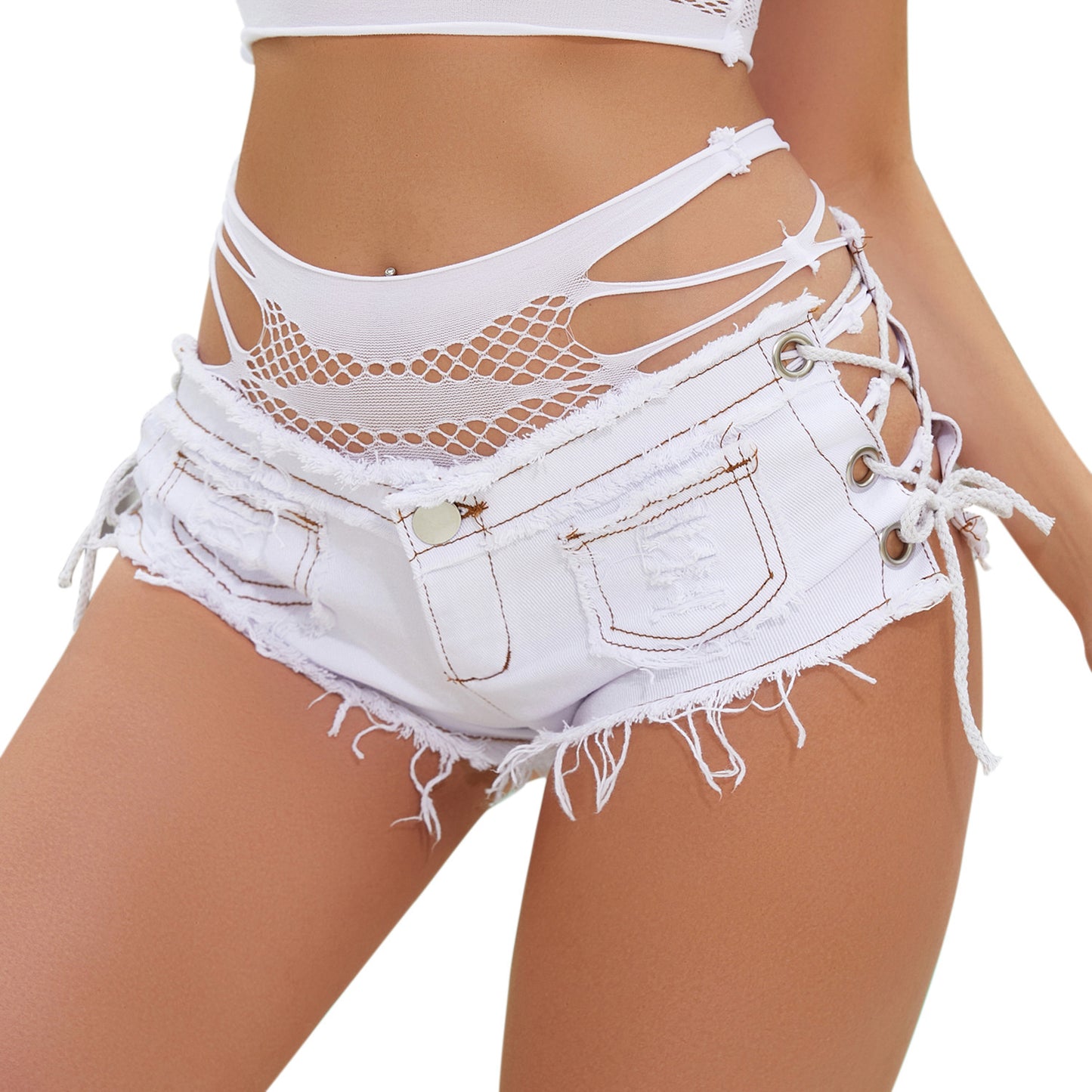 Sexy Tie-Front Denim Shorts - Pure Style Low-Rise Hot Pants for Women