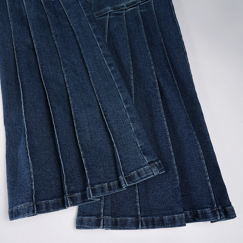 Low-Rise Bootcut Jeans - Vintage Wash Streetwear Pants with Lifting Effect | Free Shipping