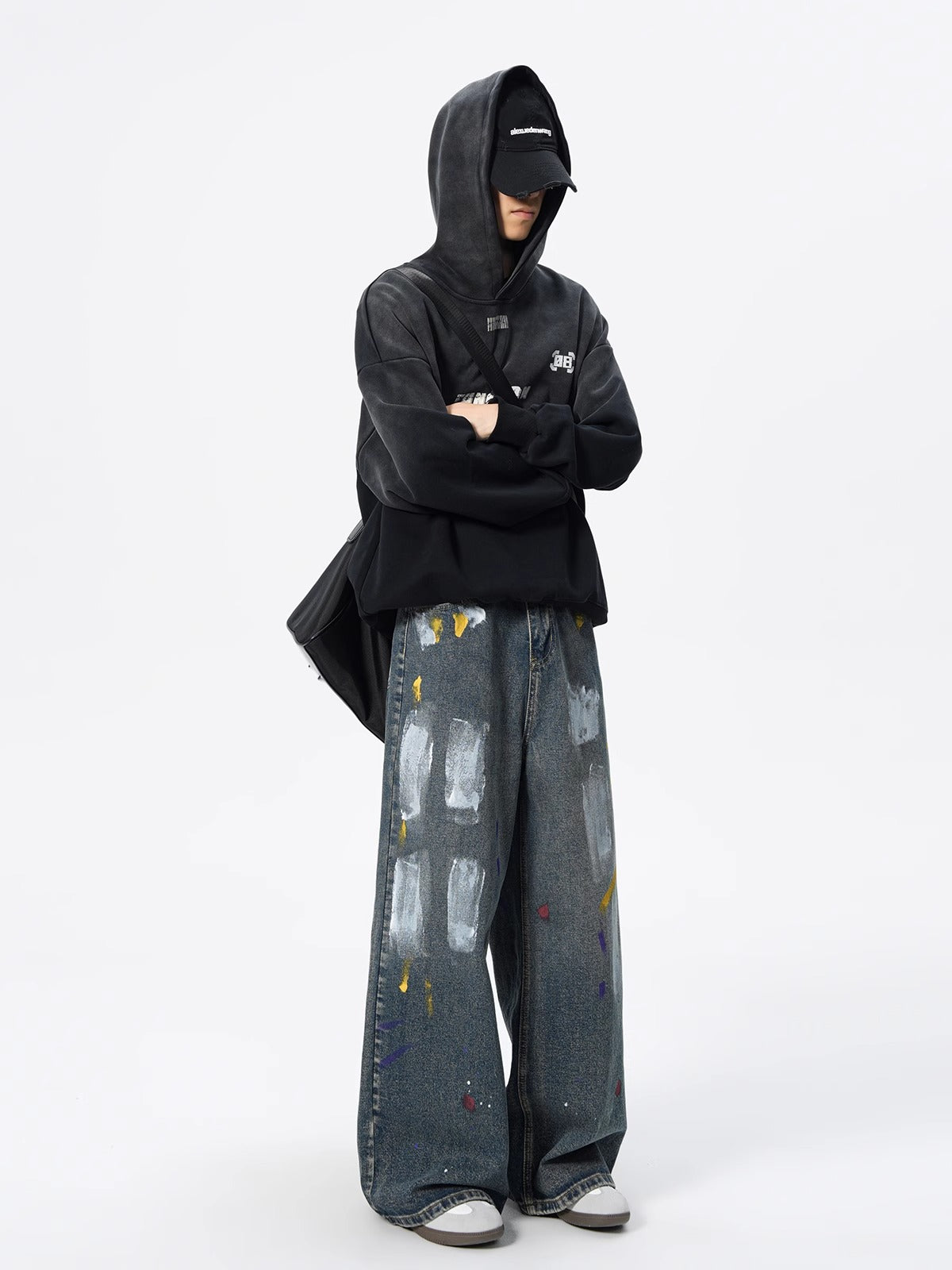 Men’s Graffiti Paint-Splatter Straight Jeans – Retro Streetwear Style | Free Global Shipping