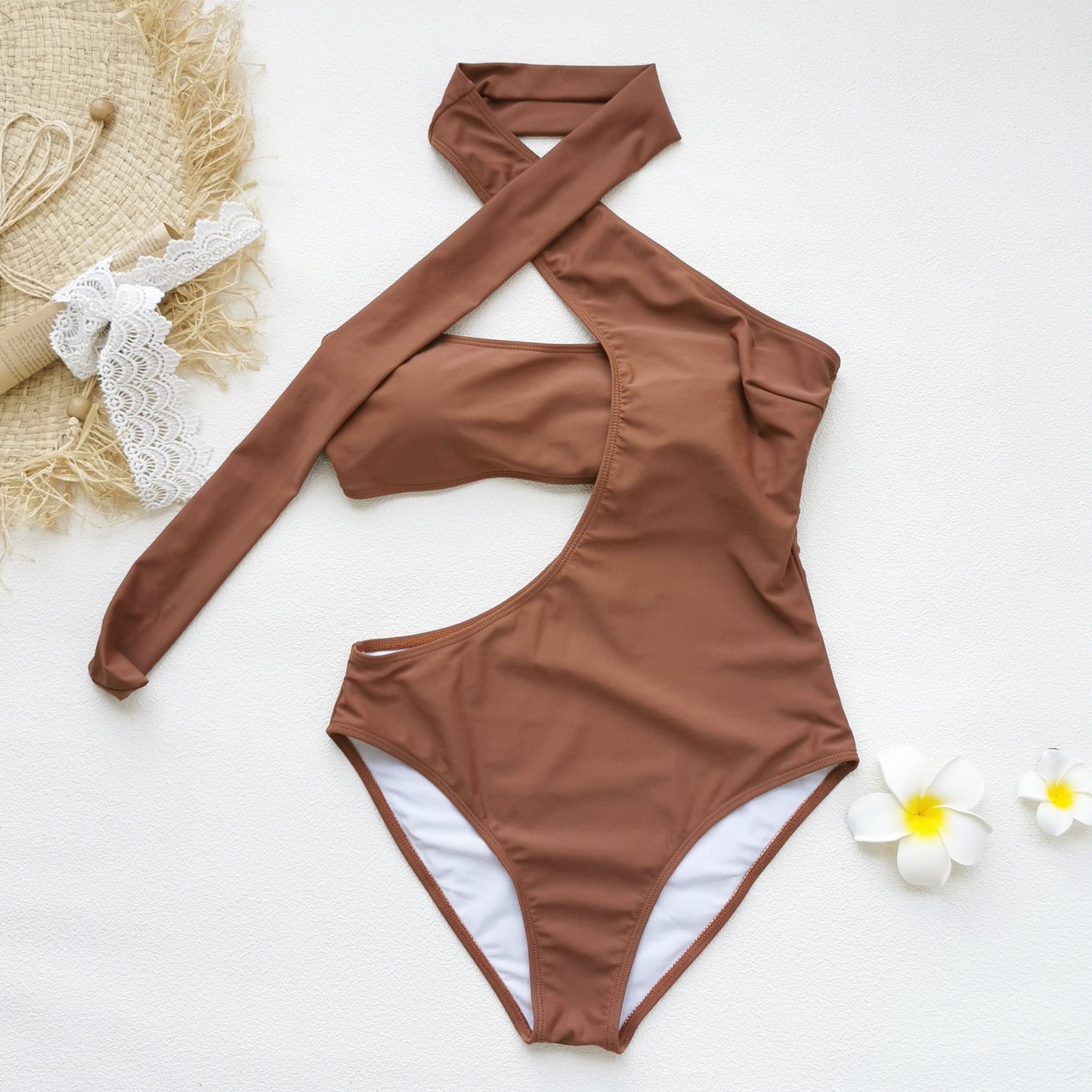 Women's Solid Color Monokini - Sexy Bandeau Design | Crypto Pay
