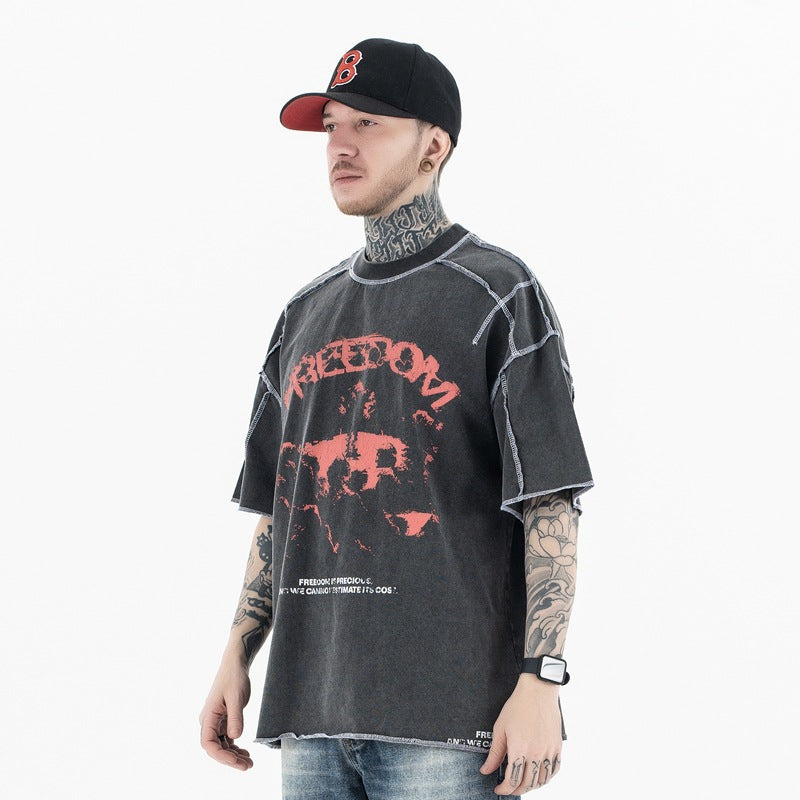 Hip-Hop Retro T-Shirt | Reverse Style Streetwear | 100% Cotton | Black | Free Global Shipping | Crypto Accepted