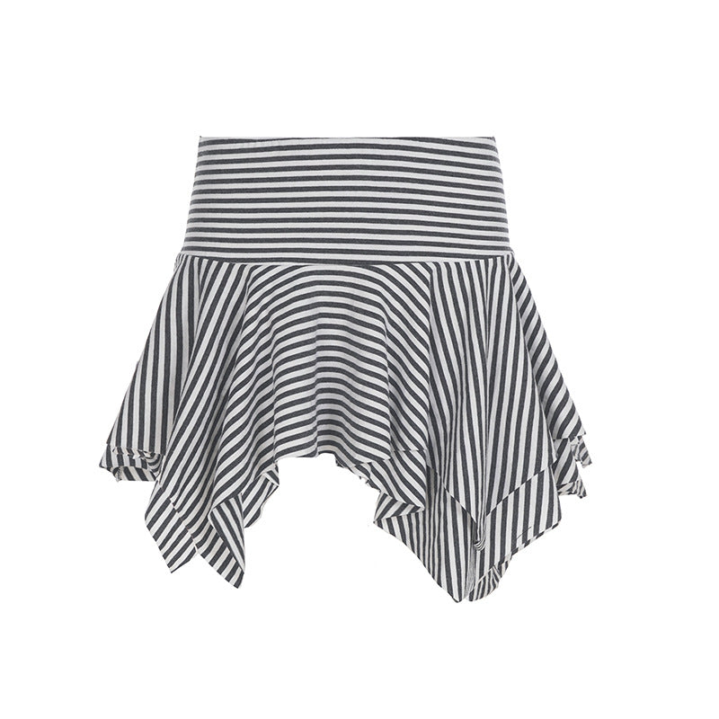 Women's Stretch Mini Skirt - Edgy Asymmetrical Striped Design| Free Shipping| Crypto Payments