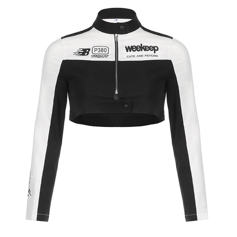 Women's Cropped Biker Jacket - Edgy Motorcycle Style Zip-Up Top| Free Shipping|Crypto Payments