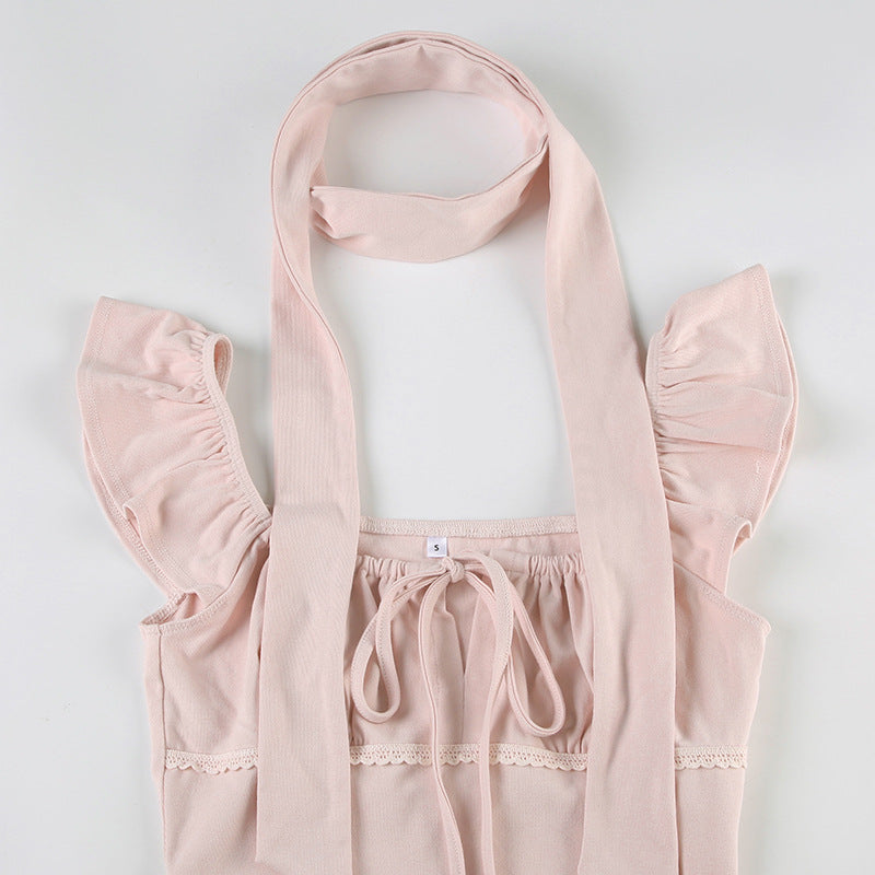 Y2K Top - U-Neck Flutter Sleeve Bustier |Free Shipping |Crypto Payments