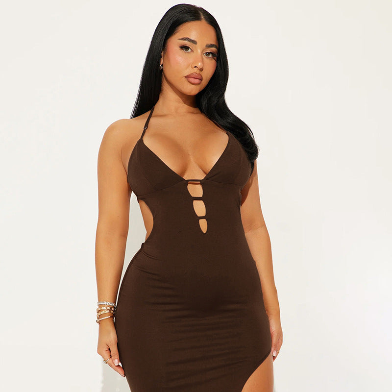 Sexy Halter Bodycon Dress - Backless & High Slit | Free Global Shipping