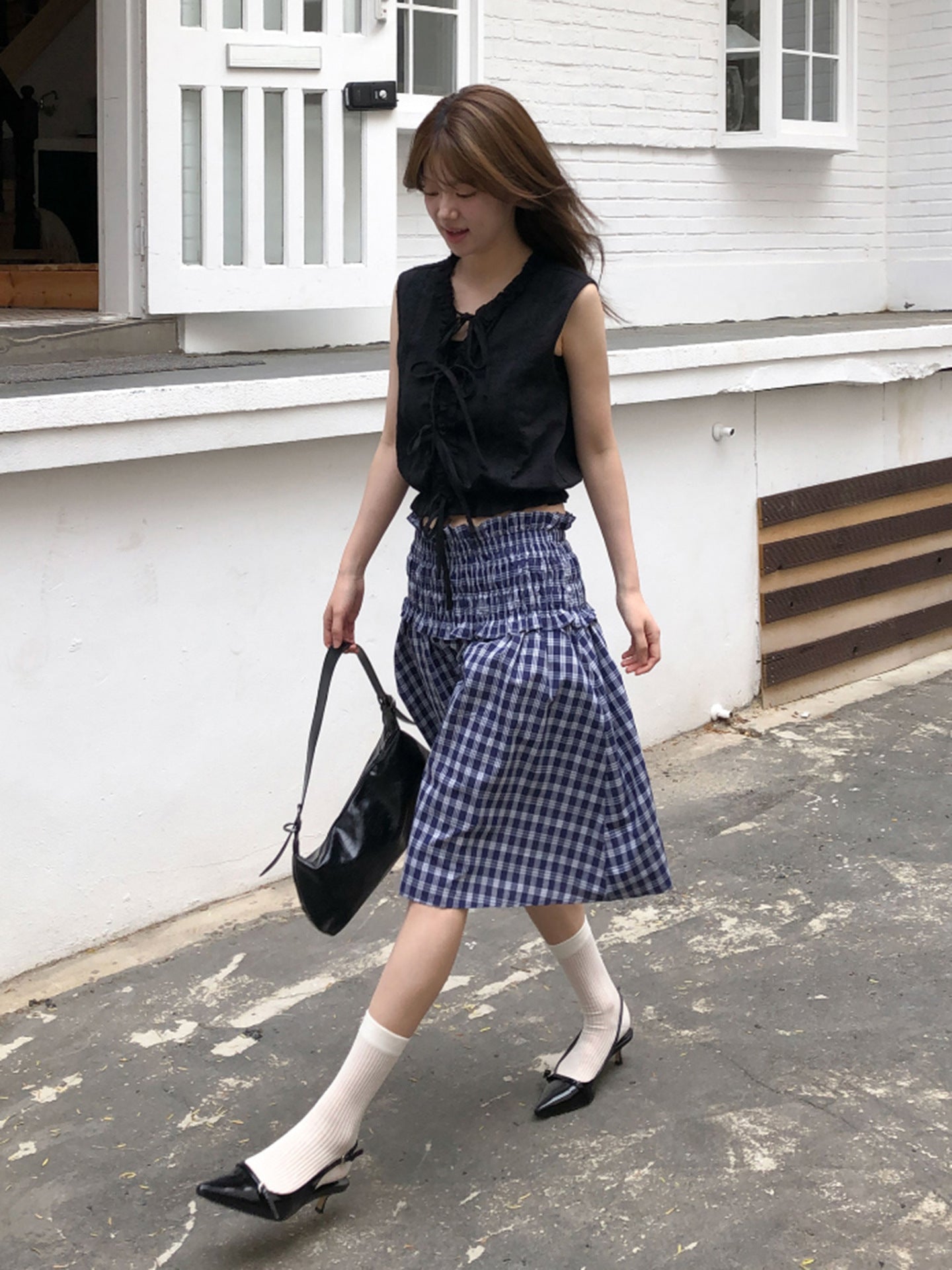 Two-Way Smocked Skirt - Color-Block Tiered Midi Skirt | Free Shipping| Crypto Payments