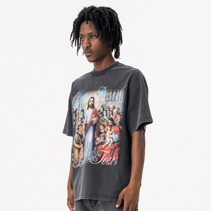 Oversized Vintage Crew Neck Tee | Streetwear T-Shirt for Men | Black Cotton | Free Global Shipping | Crypto Accepted