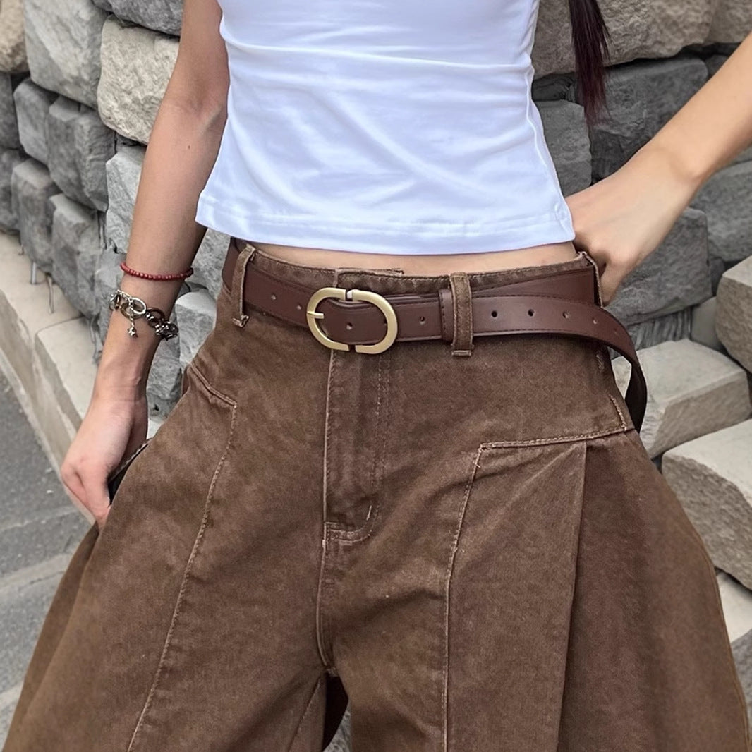 Y2K Low-Rise Flared Jeans - Vintage Mallard Color Wide-Leg Trousers | Free Shipping