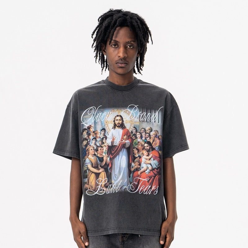 Oversized Vintage Crew Neck Tee | Streetwear T-Shirt for Men | Black Cotton | Free Global Shipping | Crypto Accepted