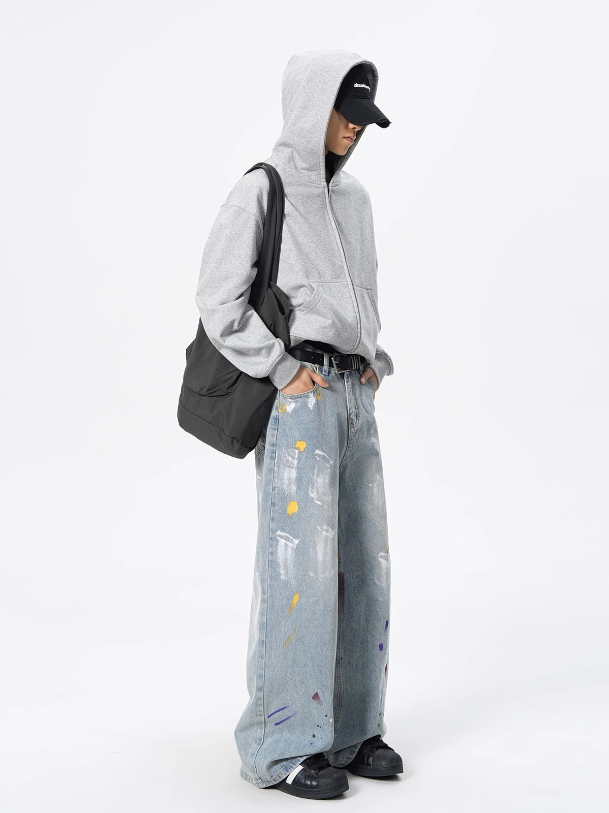 Men’s Graffiti Paint-Splatter Straight Jeans – Retro Streetwear Style | Free Global Shipping