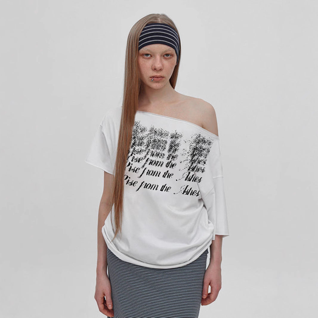 Y2K Off-Shoulder Top - Printed Relaxed Fit Tee | Crypto Payments