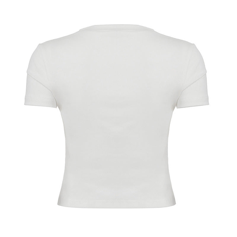 Y2K Graphic Top - Structured Shoulder Crop Tee |Free Shipping|Crypto Payments