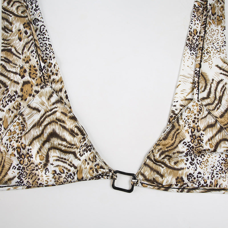 Y2K Bikini Set - Leopard Halter & Hip-Lift Briefs