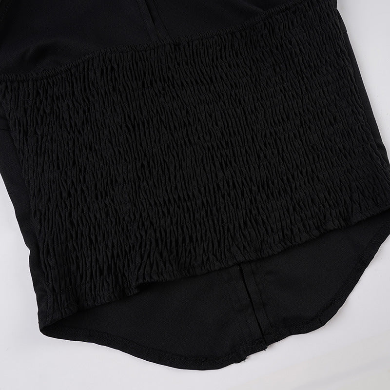 Blusa gótica ombro a ombro - Camisa com manga sino e botões e amarração na cintura | Frete grátis