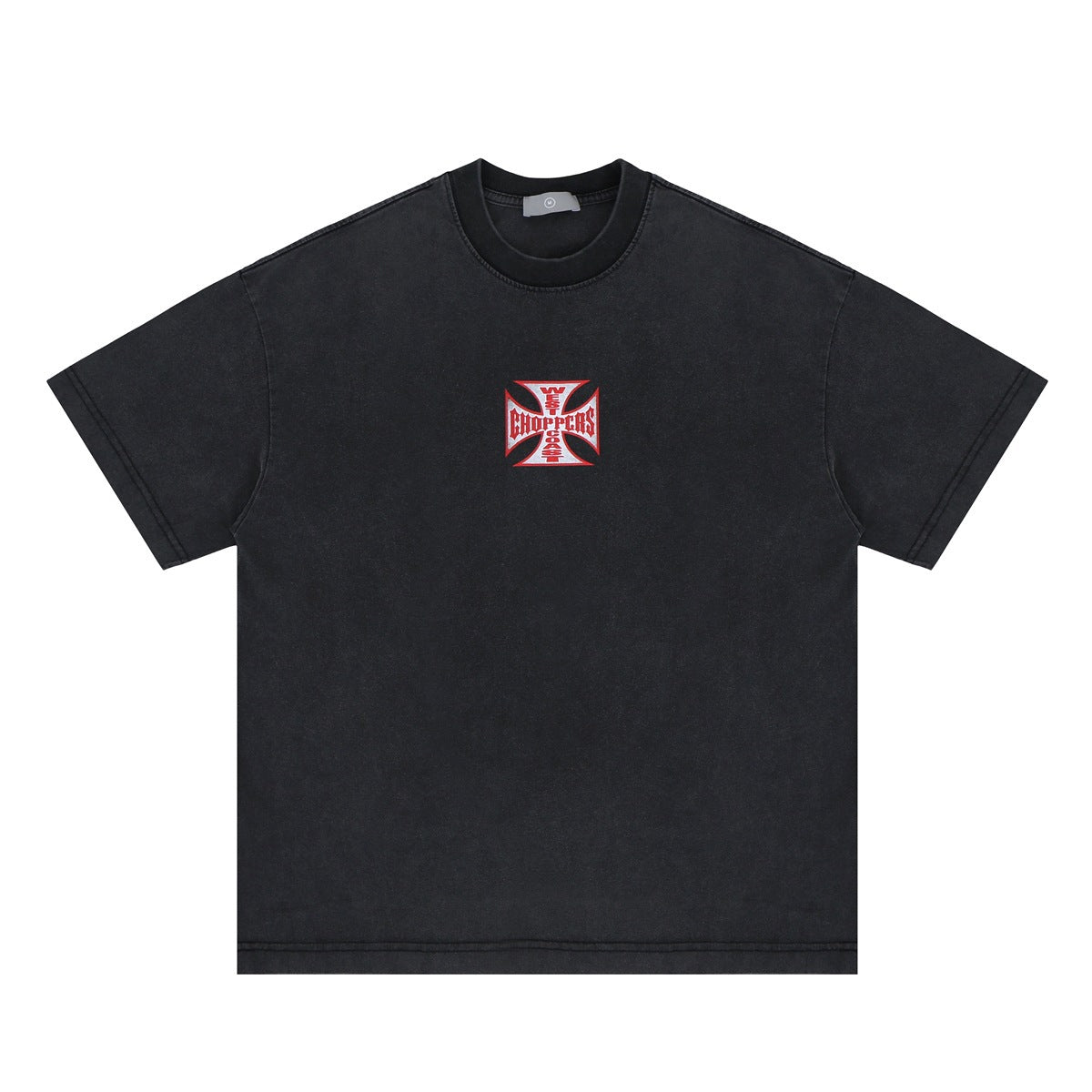 Vintage Flame Letter T-Shirt | Washed Black Hip-Hop Tee | Oversized Fit | Free Global Shipping | Crypto Accepted