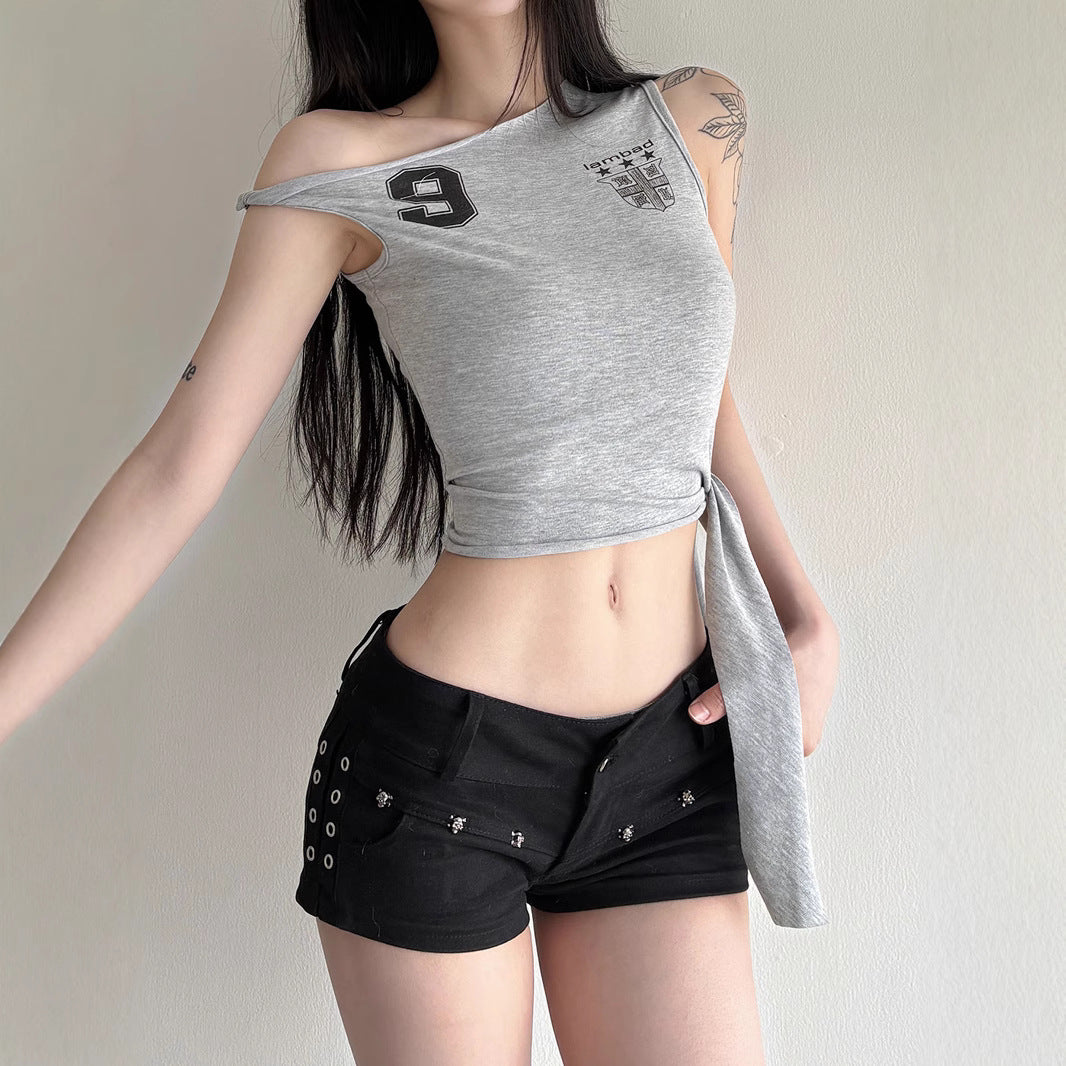 Asymmetric Knot Top - Streetwear Crop | Free Shipping| Crypto Payments