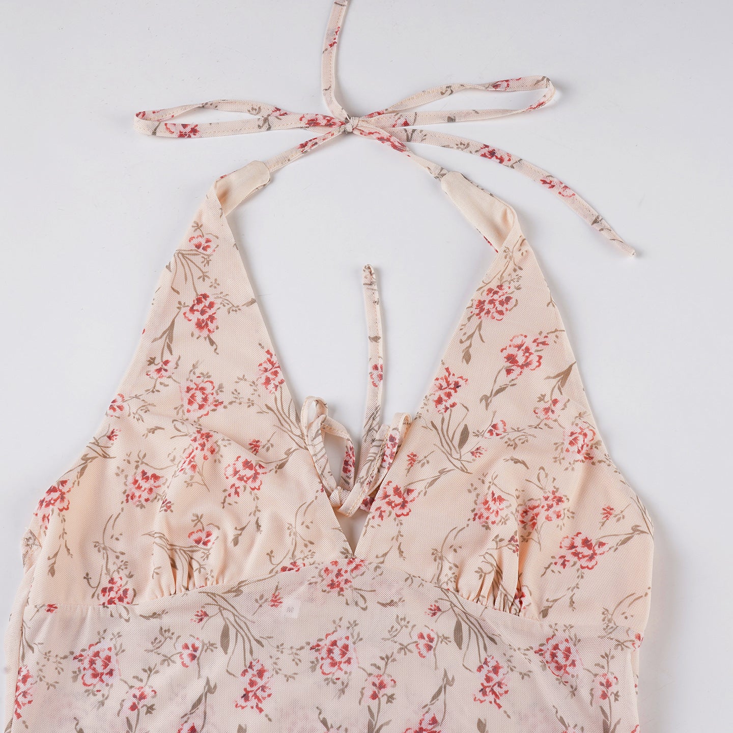 Sexy Floral Bustier - Sheer Backless Halter Top |Free Shipping | Crypto Payments