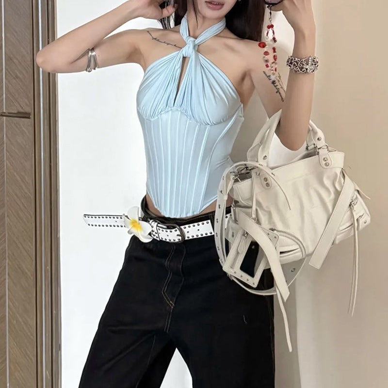 Top curto tomara que caia sexy para mulheres – Cor sólida, estilo verão | Frete grátis | Crypto Pay