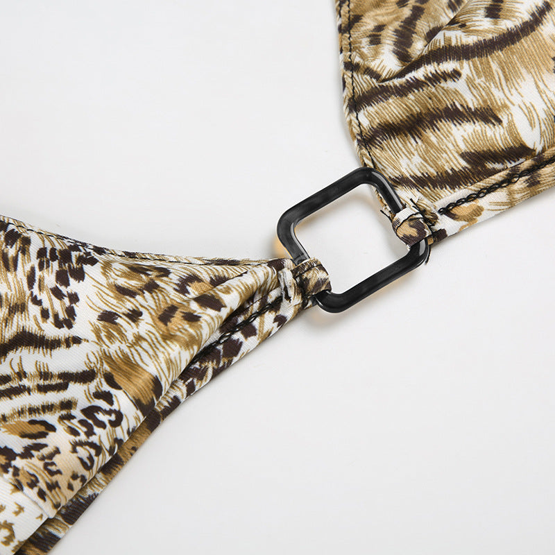 Y2K Bikini Set - Leopard Halter & Hip-Lift Briefs