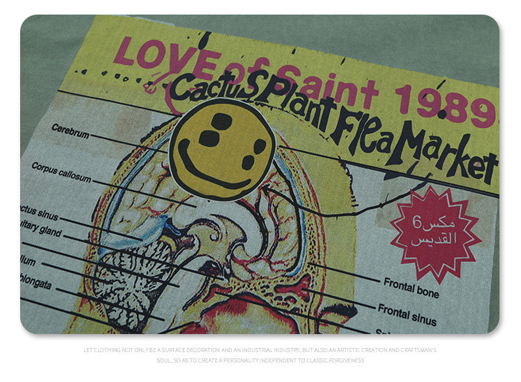 CPFM Smiley Face Graphic T-Shirt for Men – Loose Fit Casual Streetwear Tee