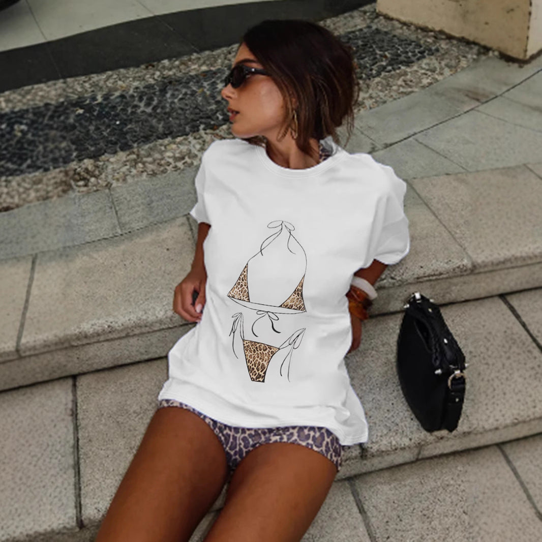 Bikini Print Crop Top - Hip-Hop Graphic Tee | Free Shipping|Crypto Payments
