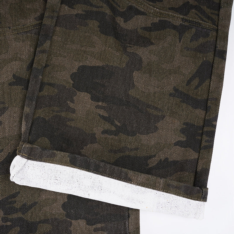 Retro Camo Cargo Pants - Women's Low-Rise Streetwear Trousers | Free Shipping