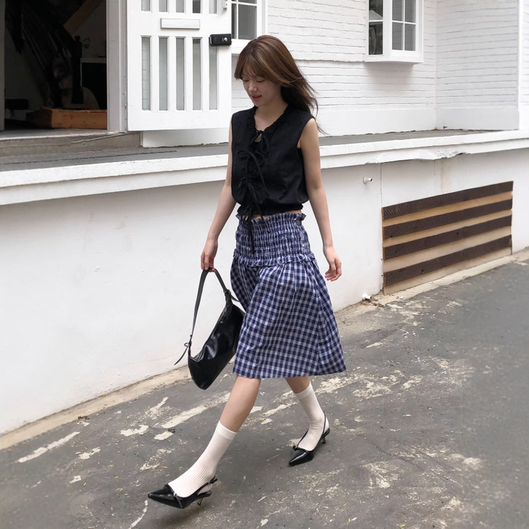 Two-Way Smocked Skirt - Color-Block Tiered Midi Skirt | Free Shipping| Crypto Payments