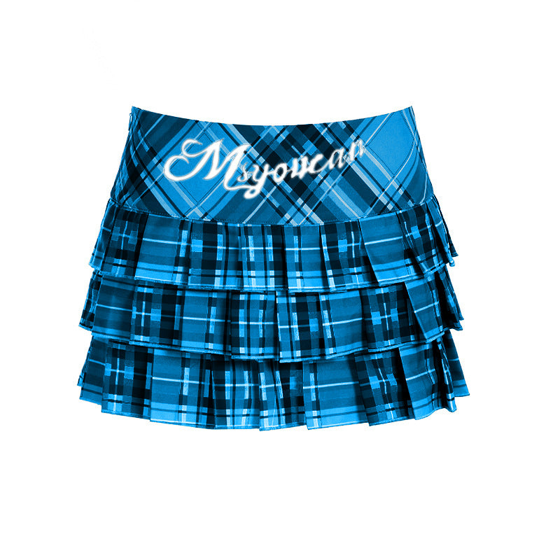 Y2K Checkered Skirt - Low-Rise Rainbow Pleats | Free Shipping| Crypto Payments